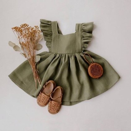 Imagem vestido com babado verde oliva